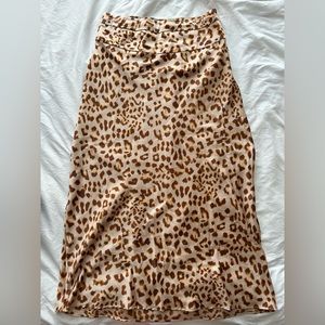 Free People leopard print silk skirt